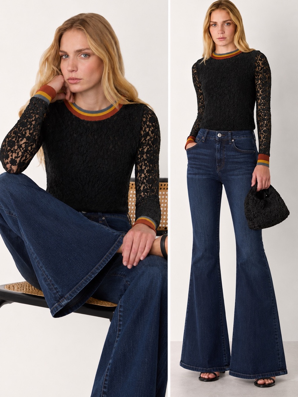 NWT Unique Vintage Tulip B Small Retro Lace Peplum Long Sleeve Shirt